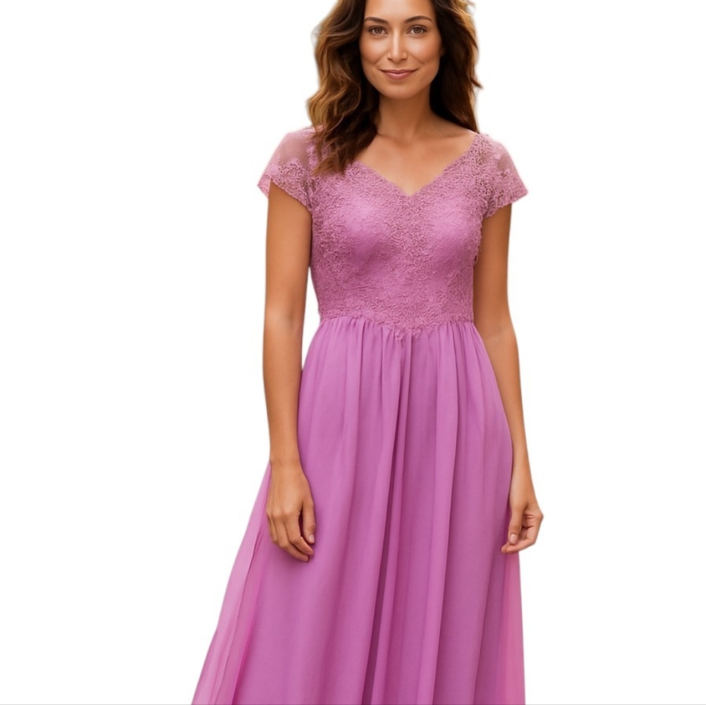 Special Occasion dress lace bodice chiffon skirt lined size 10